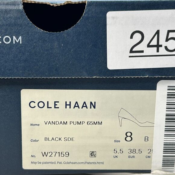 Cole Haan Vandam Suede Leather Pumps 65MM Pointed Toe Black Women 8B Tried On - Picture 12 of 12